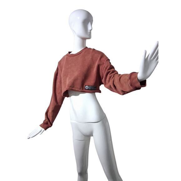 Alphalete Women's size S Chunky Terry Oversized Crop Grunge Pullover Sweatshirt - Picture 12 of 16